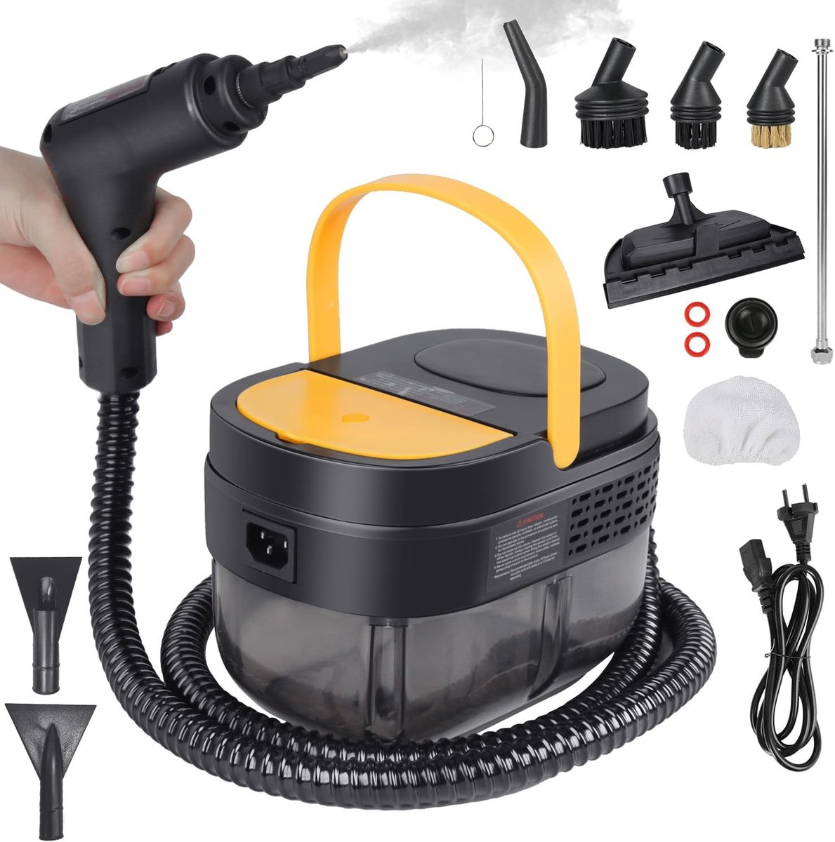 SnelShoppen - Handstoomreiniger 2500 W met 1600 ml Watertank, 3-Fase Verstelbare Handgreep en 10 Accessoires, Stoomreiniger voor Auto, Raam, Keuken (G