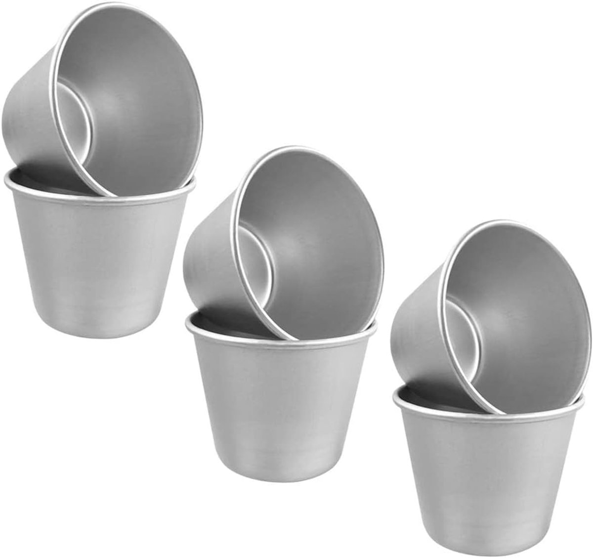 SnelShoppen - Set van 6 Puddingvormen, Antiaanbak Panna Cotta Mallen, Aluminium Bakvormen, Mini Cupcake Mallen Muffin Mallen, Dariole Mallen voor Zoet