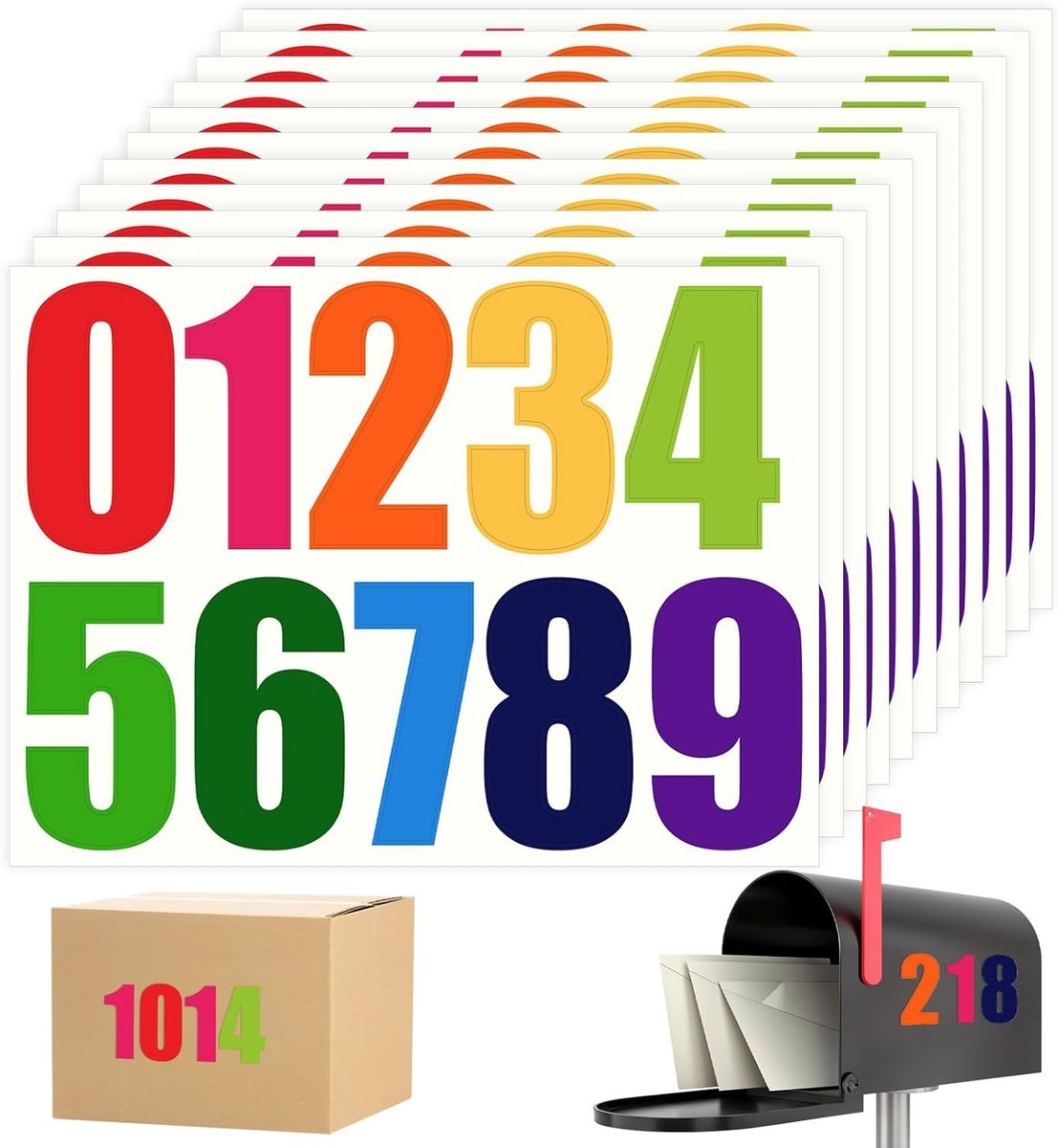 Nummerstickers Vinyl - Kleurrijk - 10cm - Zelfklevend - Voor Brievenbus en Buitengebruik