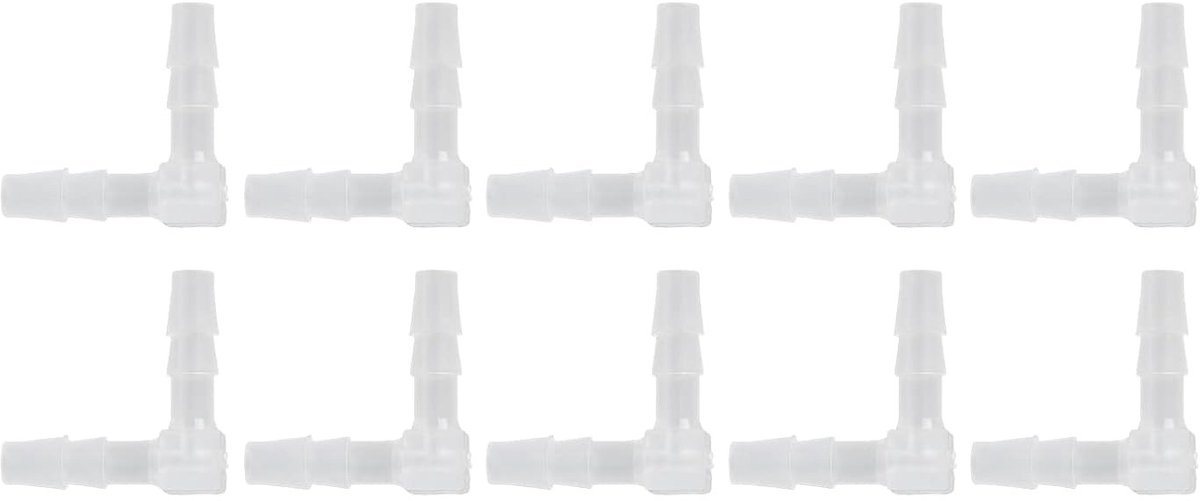 10 Stuks Plastic 90 Graden Slangverbinder - Gelijke Barbed Aansluiting voor 10mm Slangen, Duurzaam en Betrouwbaar