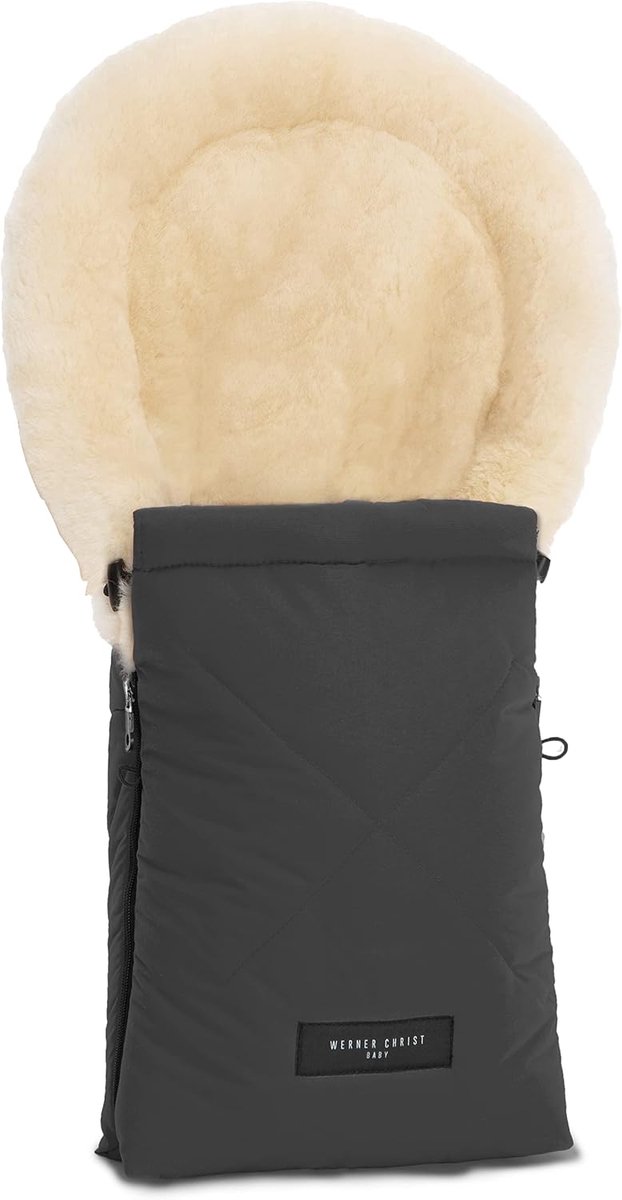 SnelShoppen - Lamswollen Voetenzak Reiswieg 78 cm x 33 cm - Universele Winter Voetenzak van Medicinale Echte Wol - Voor Maxi-Cosi & Kinderwagen - Grij