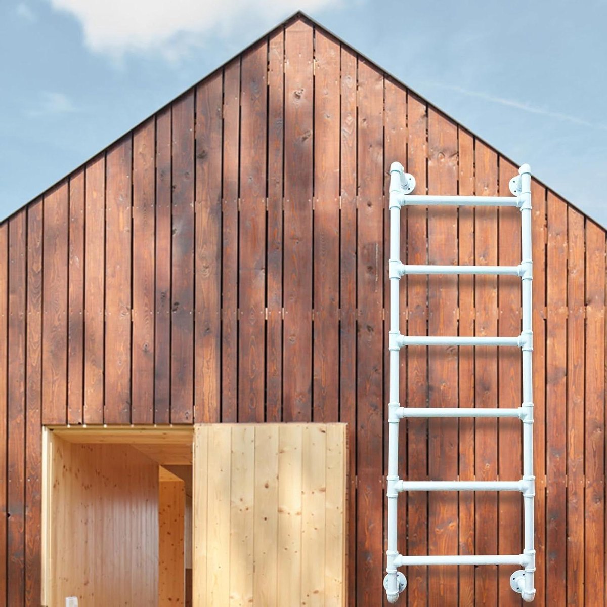 Metalen Zolderladder - Vluchtladder Muurladder - Veilige Toegang Creëren - Verstelbare Lengte - 145 cm - Zwart
