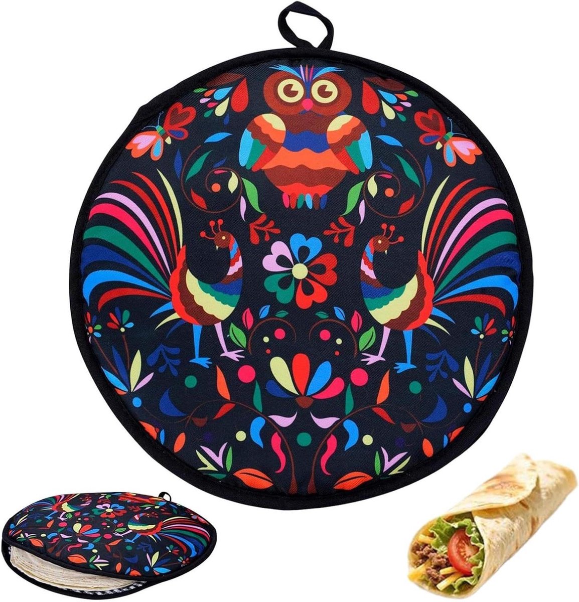 Tortilla Warmer - Taco Magnetronwarmer - Brood Warm Houden - Stof Hittebestendig - 30 cm Diameter - Grijs