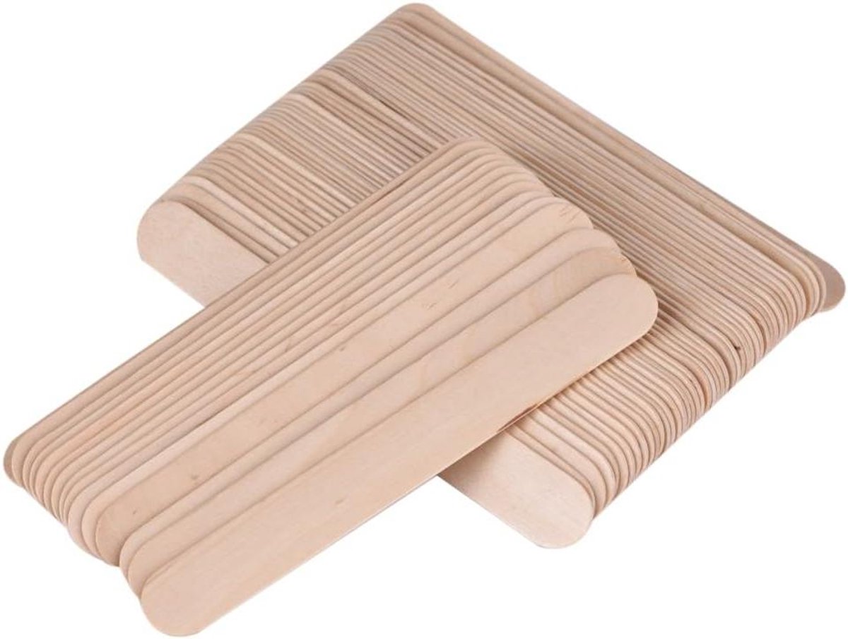 Houten Wax Spatels - Ontharingsspatels Wax Applicators - Huidverzorging Thuis - Glad splintervrij oppervlak - 100 stuks 15cm - Natuurlijk Hout