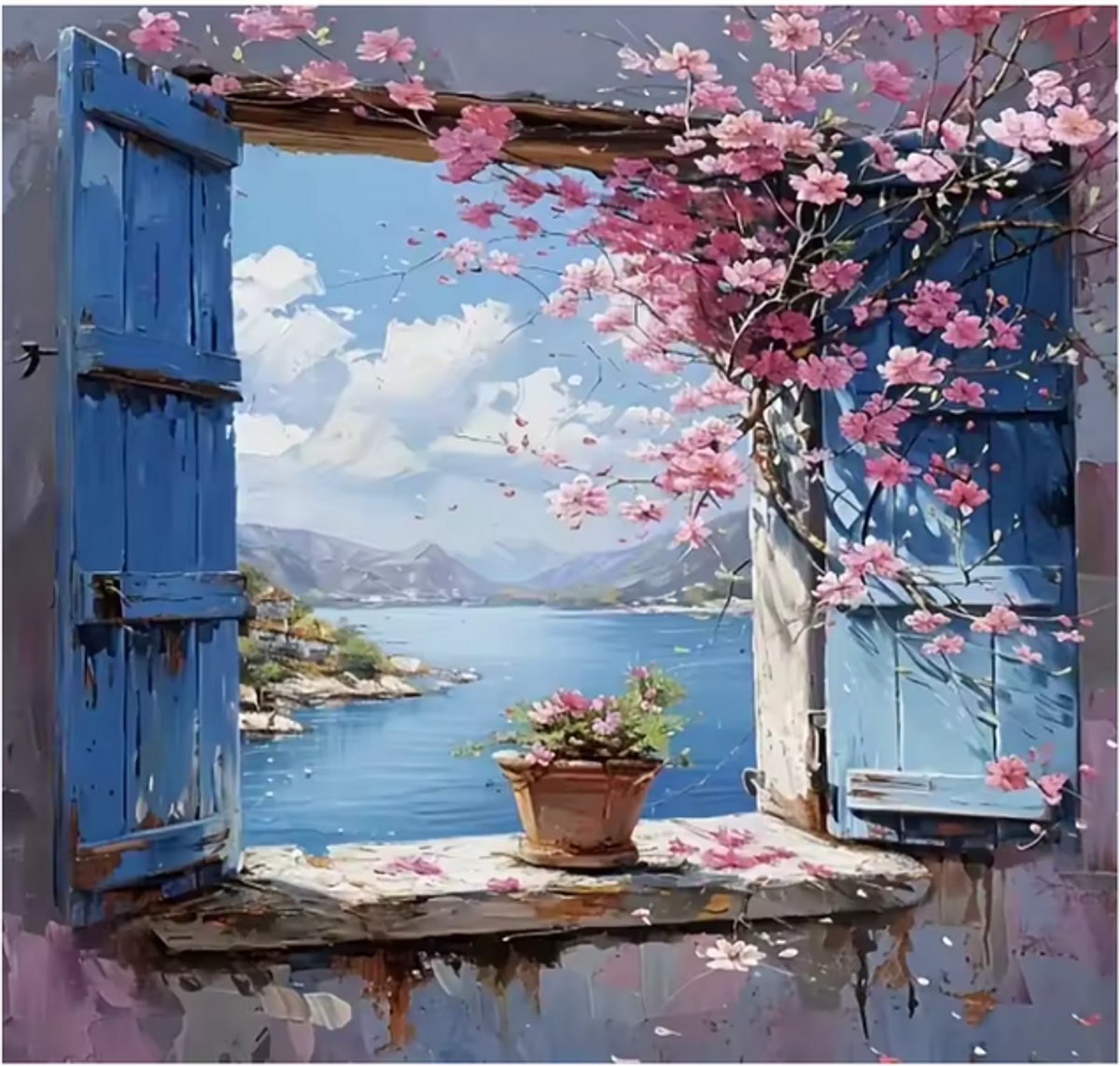 Lienz® Diamond Painting volwassenen 40x40cm – Rond – Bloemen - Zee