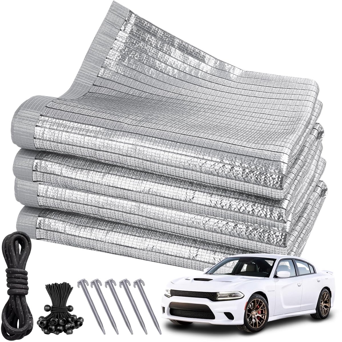 SnelShoppen - Schaduwnet 3 m x 4 m - Tuinschaduwnet met Ogen, Aluminium Schaduwdoek voor Kassen, Balkon, Terras, Gazon - Incl. Elastisch Koord, 5 m Ny