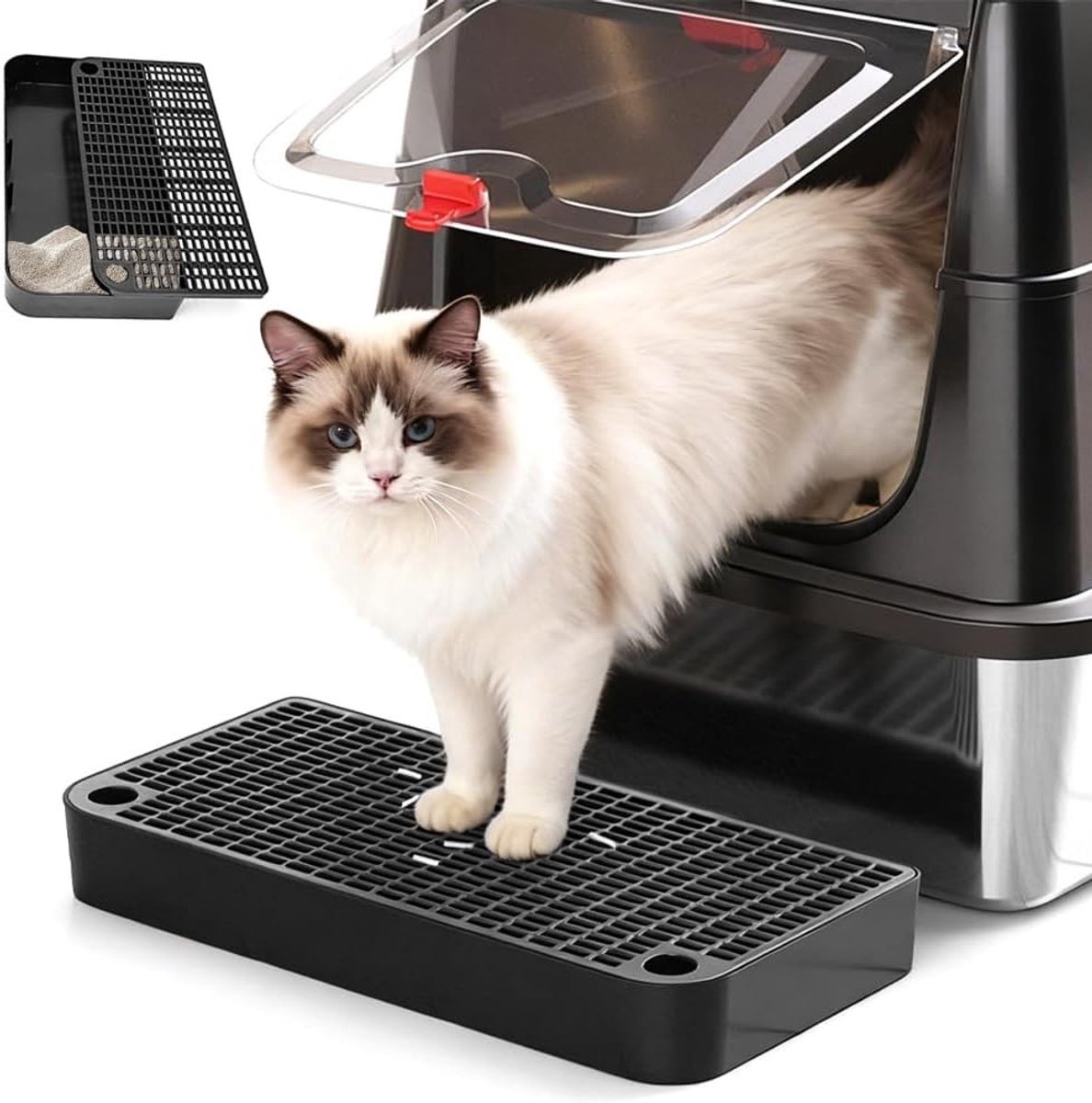 Honden- en kattenvriendelijke toiletrap voor katten met filterfunctie en antislip rubberen voeten, ideaal voor kleine en oudere katten