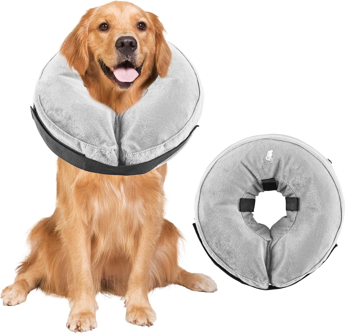 halsband voor honden, verstelbare beschermkraag voor na operaties, zachte anti-lek-kraag met ademend materiaal, zichtvriendelijke Elizabethaanse halsband voor honden (grijs, M)