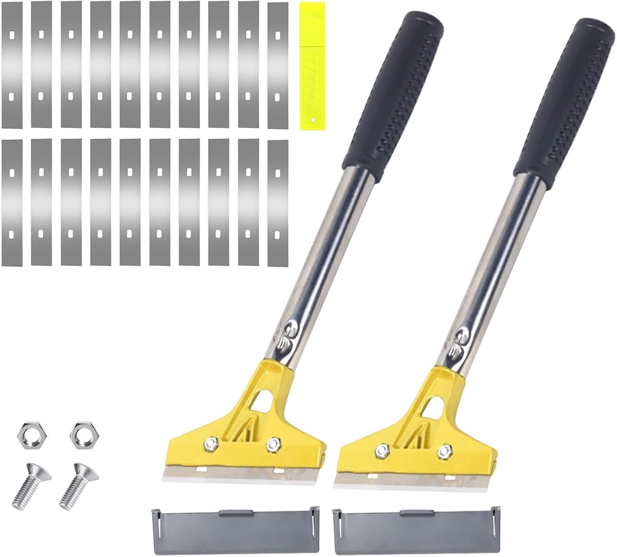 2 stuks behangverwijderset met 20 messen, behangschraper, 10 cm, behangspatel, behangschraper, verfschraper voor het verwijderen van vloertegels, lijm, stickers