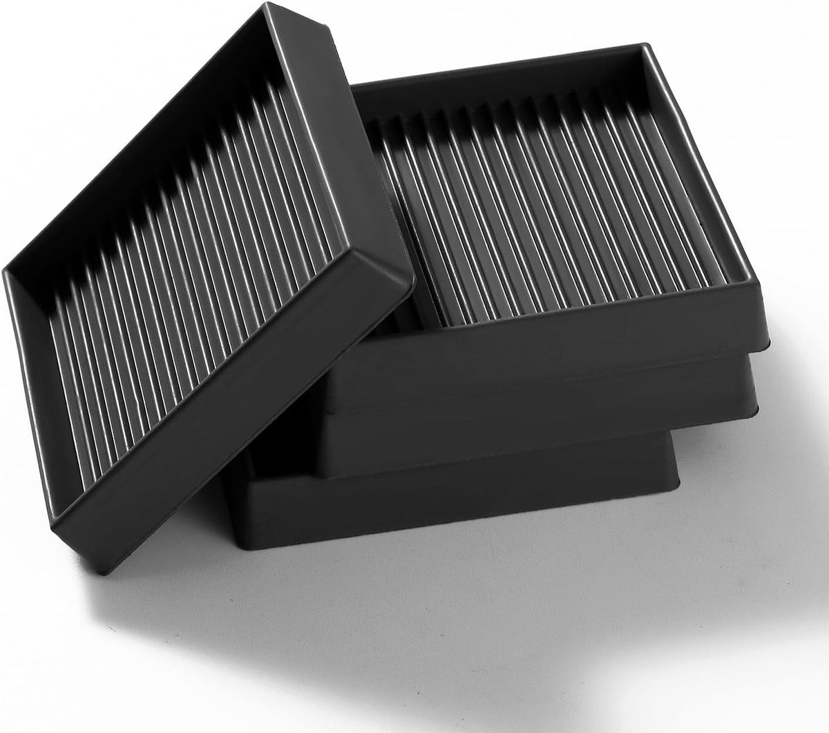 4 Stuks 7.6cm Vierkante Antislip Meubelkussens, Bedstoppers Rubberen Meubelpoten, Meubelonderzetters voor Hardhouten Vloeren, voor Bedkast Bankstoel Tafelpiano, Zwart
