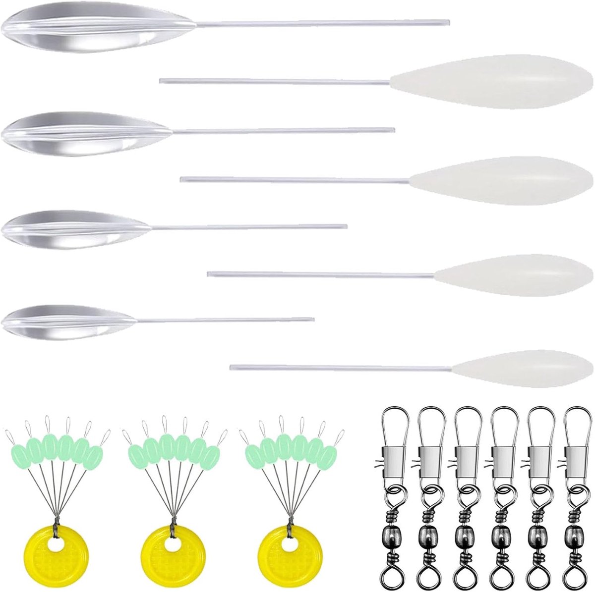 17-delige bombet voor forel, vishulp, langzaam drijvend, 4 x zinkende spirolino, 4 x Sbirolino, drijvend (8 g, 10 g, 15 g, 20 g), 6 visassortiment, drievoudig draaibaar en 3 stopvlokken, forel, perzik