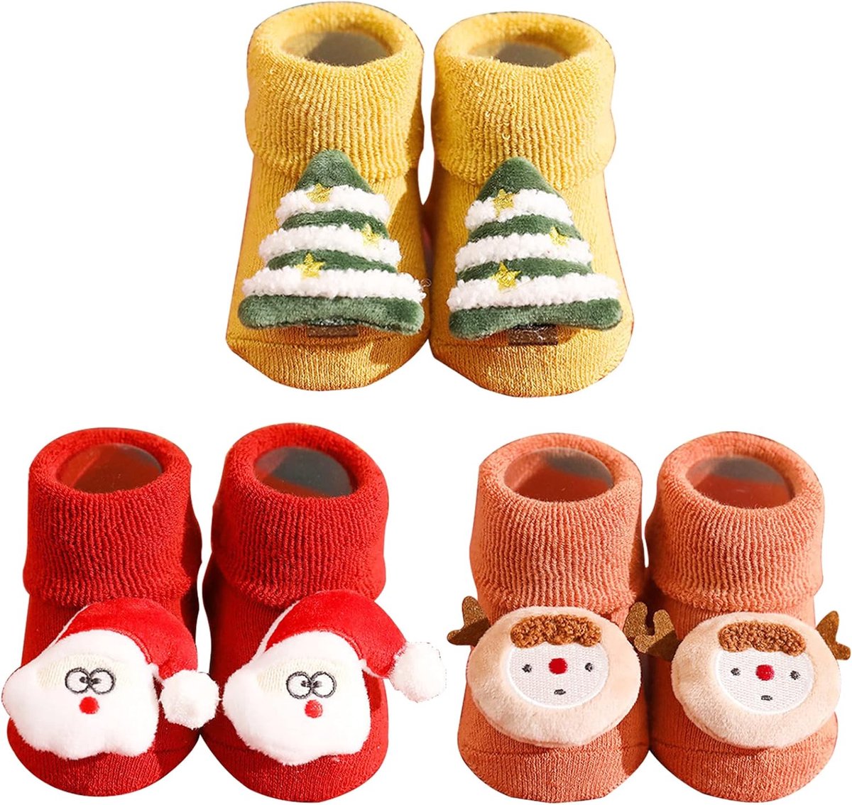 Sokken baby antislip, sokken Kerstmis kinderen, kerstsokken katoen pasgeboren unisex pluizig knuffelig grappige sokken