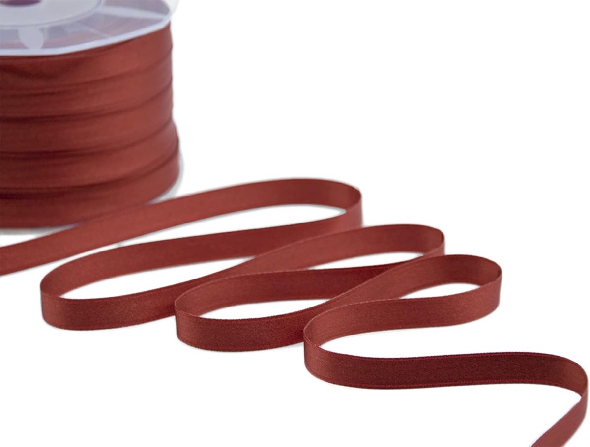 - Dubbel satijnen lint, Italiaanse stof - roest, 10 mm x 25 m