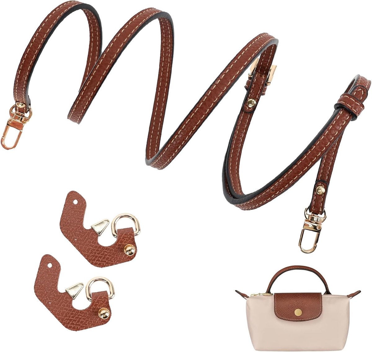Schouderriem voor lange champ tas voor dames, verstelbare riem, leren tasriem, draagriemen voor mini-tas, verlenging, Breedte: 0,9 cm,