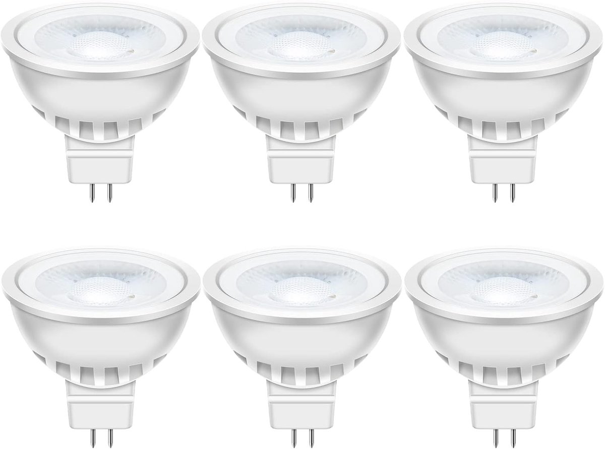 LED Spotlights GU5.3 12V, 5W vervangingen voor 50W halogeen, warm wit 2700K, 560 lm, 38° bundel, 6 stuks