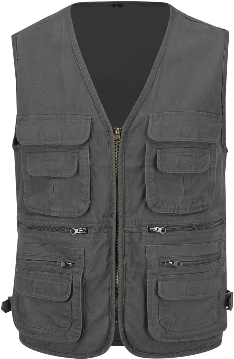 Heren gilet Multi Pocket Cargo Utility Safari Vest Outdoor Vissen Jacht Vest