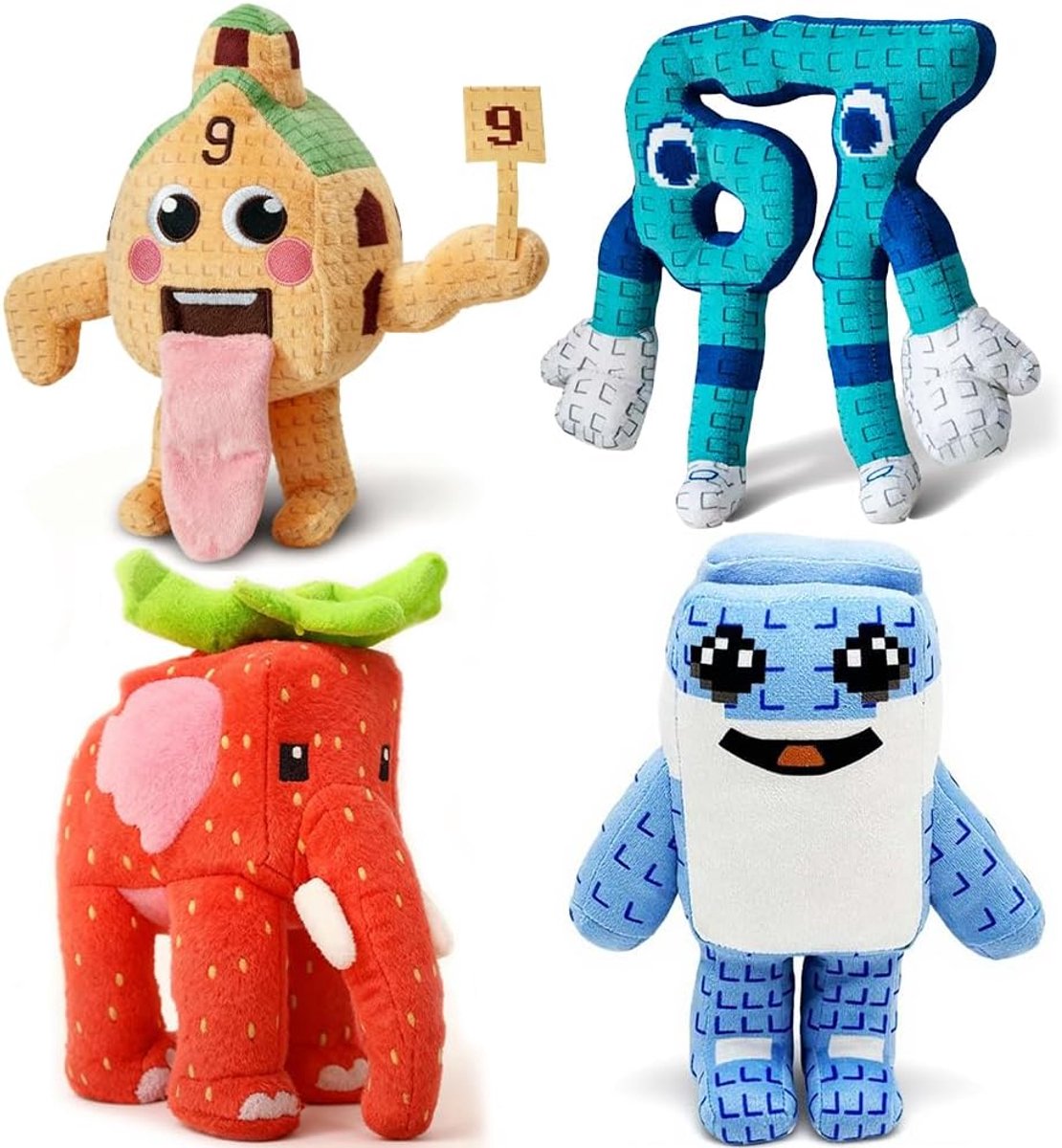 A Brain Red Pluche, schattig Italiaans speelgoed, Tralalero haai, pluche, grappig knuffeldier, cadeau voor fans, perfect zacht knuffeldier voor decoratie en verzameling (4 stuks)