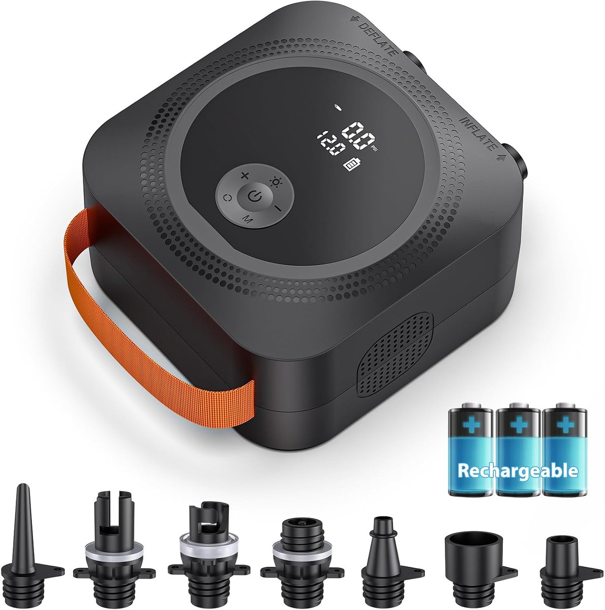 Elektrische accu, 22 psi, hoge druk, elektrische SUP-luchtpomp, oplaadbaar, intelligent opblazen/leeglopen, auto-off voor opblaasbare paddleboards, boten, kajakken, kitesurfen, tent