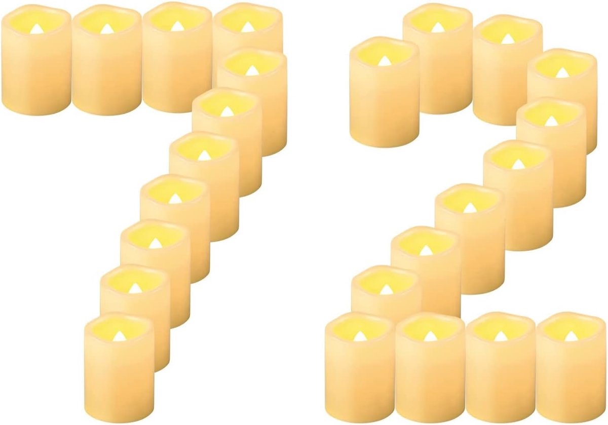 LED Votive Kaarsen 72 Pack, 1,5 "x 2", Batterij Werkt Flikkerende Elektrische Outdoor Vlamloze Theelichten, Nep Theelicht Kaars Bulk voor Bruiloft, Kerstmis, Halloween Decoraties