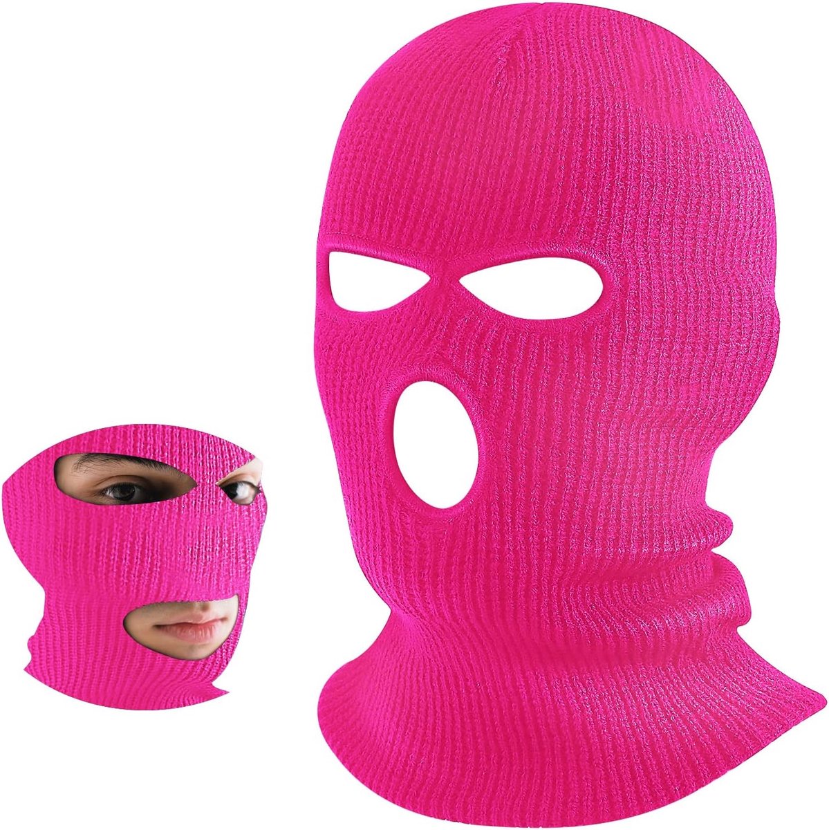 Gebreide bivakmuts met 3 gaten, volledige gezichtsbedekking, winter, volledig gezicht, stormmasker