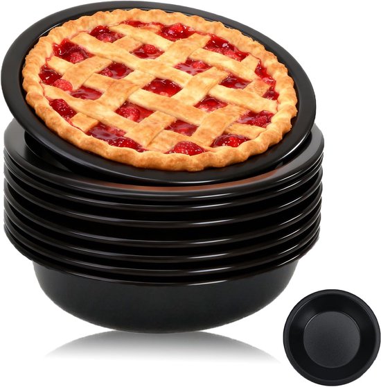 8 Pack Mini Pie Pan Set for Baking, 13 cm Small Cake Bake Tins, Nonstick Carbon Steel Round Cake Pan, Individual Baking Dish Plates for Oven & Pot Bake Chicken Pot Quiches, Apple Pies, Cookies