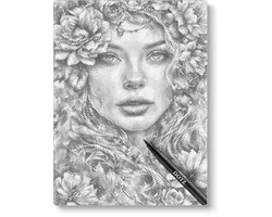 Vrouw Met Bloemen | Dot painting | 30x40cm | Dot painting | Oh My Dotz | Dots stippen | Diamond painting & Schilderen op nummer alternatief | Happy hobby