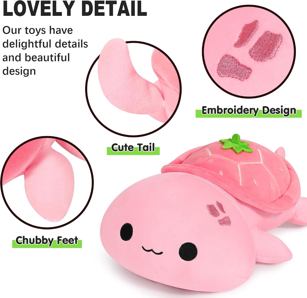 Knuffeldier Schildpad - Kawaii Pluche Kussen, Speelgoed, Werpkussen - Cadeau voor Kinderen, Meisjes van 12 Jaar - Roze, 30 cm | Knuffeldier, pluche kussen, voor kinderen en volwassenen, decoratie en cadeau