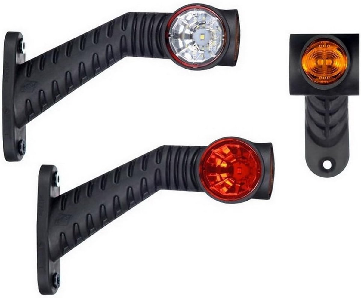 2 x led-zijmarkeringslichten, 12 V-24 V, met E-goedkeuring voor vrachtwagens, auto's en andere motorvoertuigen, wit rood oranje