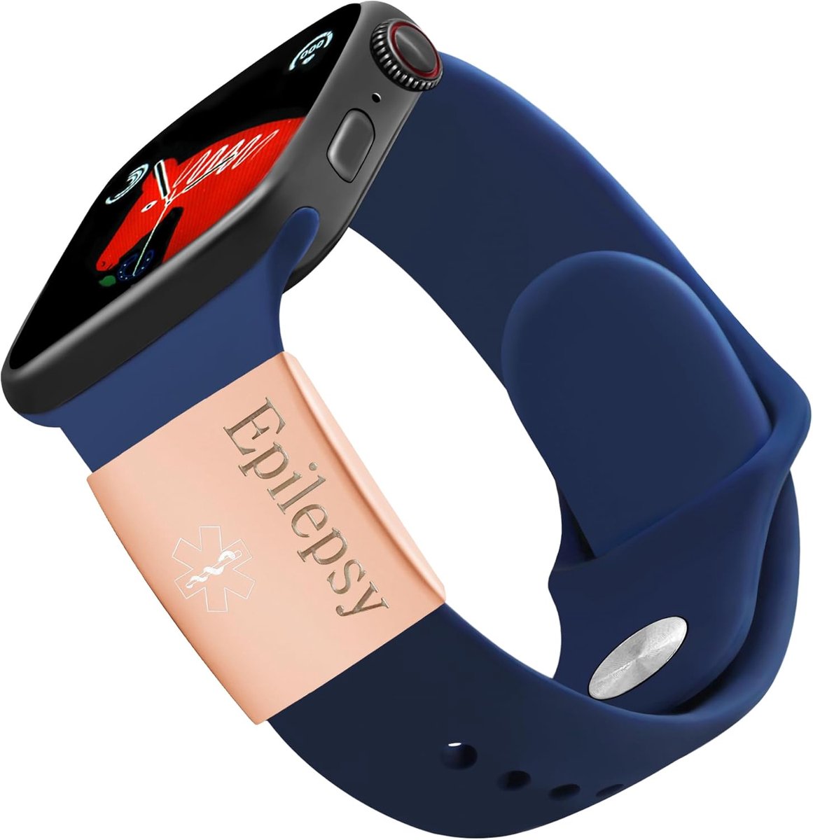 Rose Vergulde Medische Alert Epilepsie Identiteitstag Geschikt voor Apple Watch Band Y4313-Rosegold