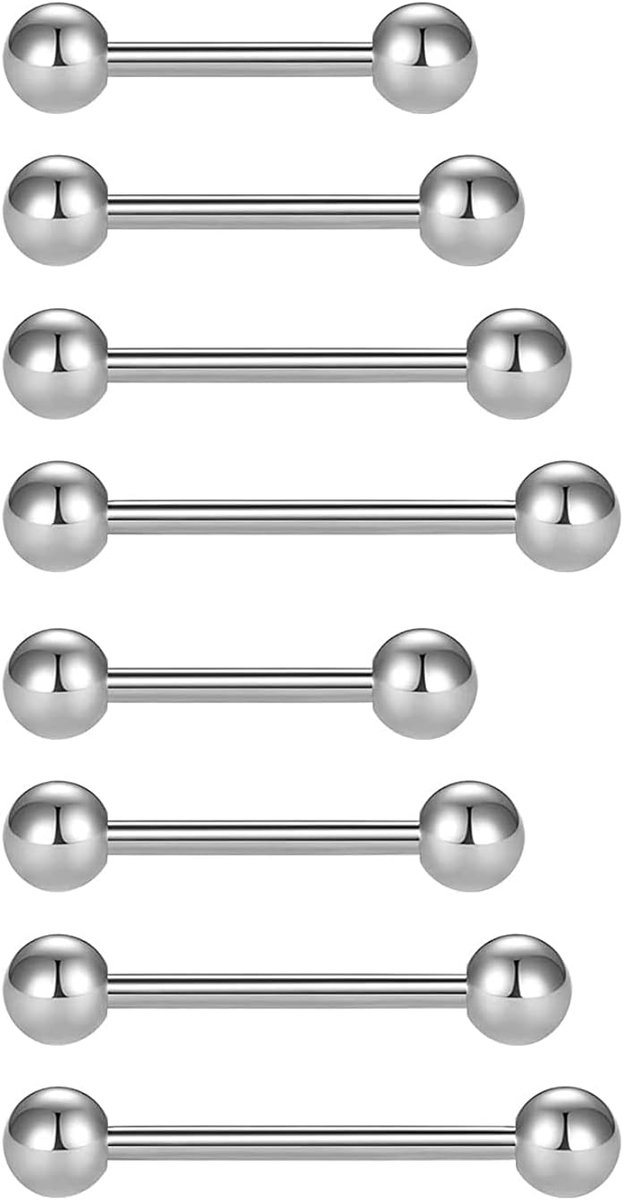 5 stks 14G Chirurgisch Staal Tong Bar Set Body Piercing Sieraden 12-18mm