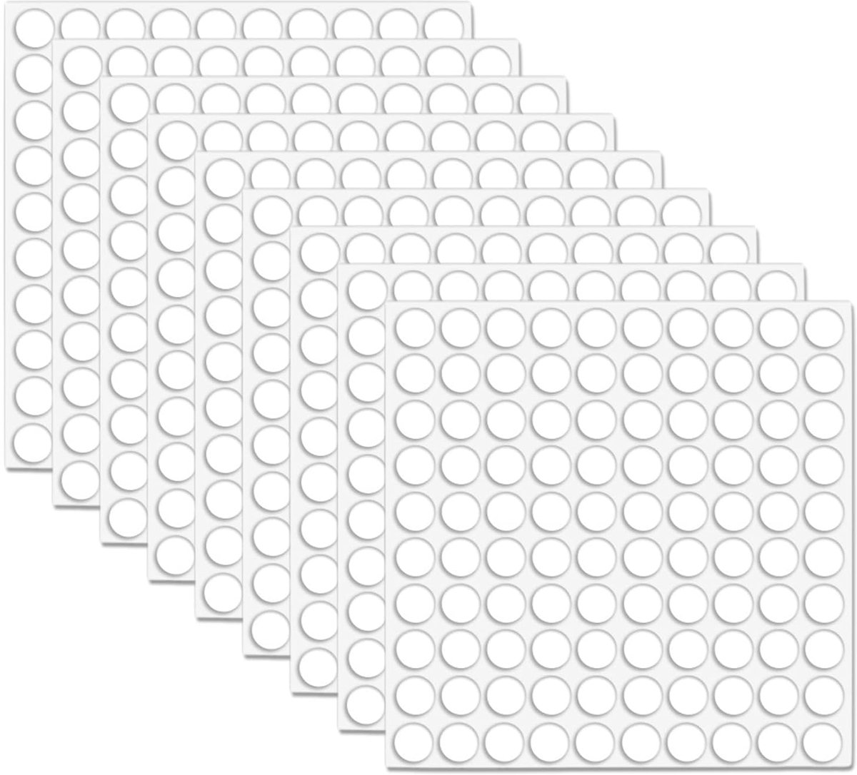 Dubbelzijdige plakstippen, 10 mm, rond, transparant, afneembaar, 0,5