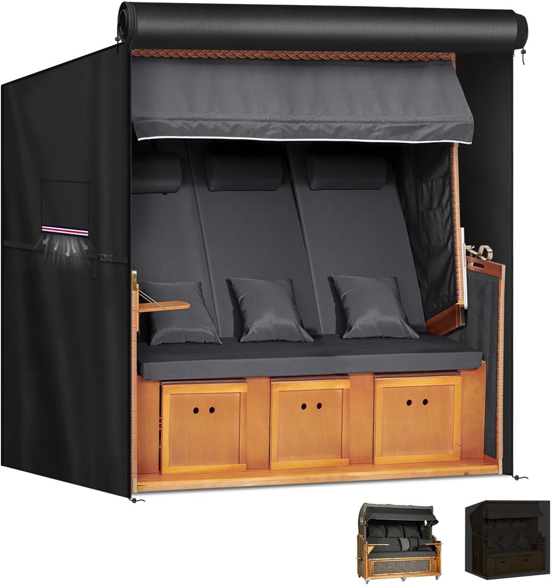 Strandstoelhoes, Beschermhoes voor Strandkorf, 165x100x165/145cm
