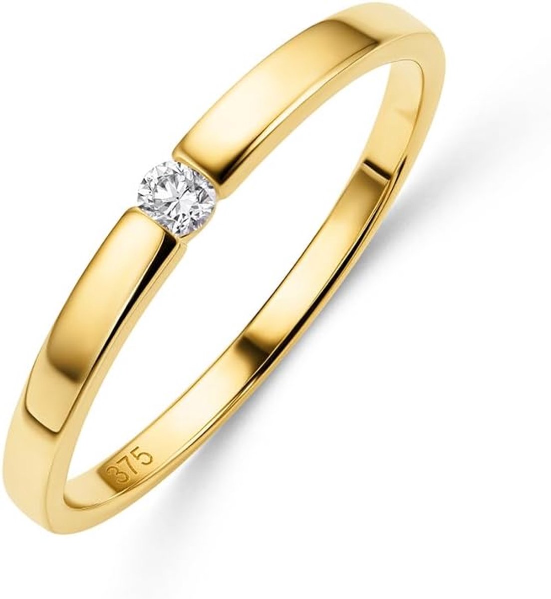 Sieraden dames, verlovingsring voor dames, ring witgoud/geelgoud 375