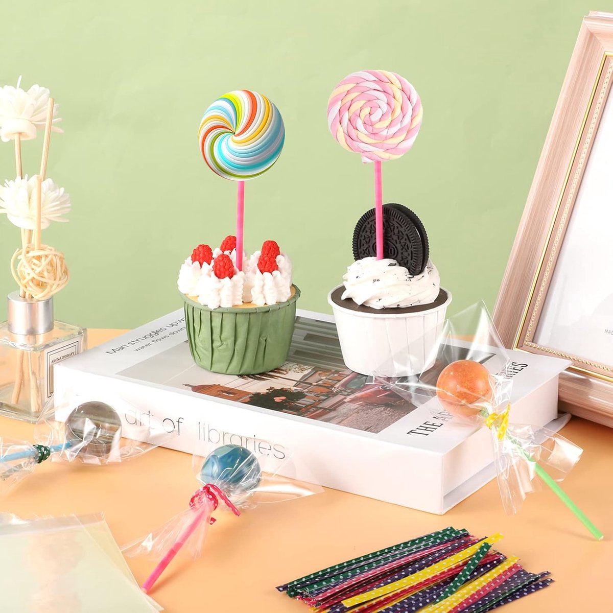 300 stuks cake-pop stelen set, 100 snoepzakjes, 100 lollypop sticks