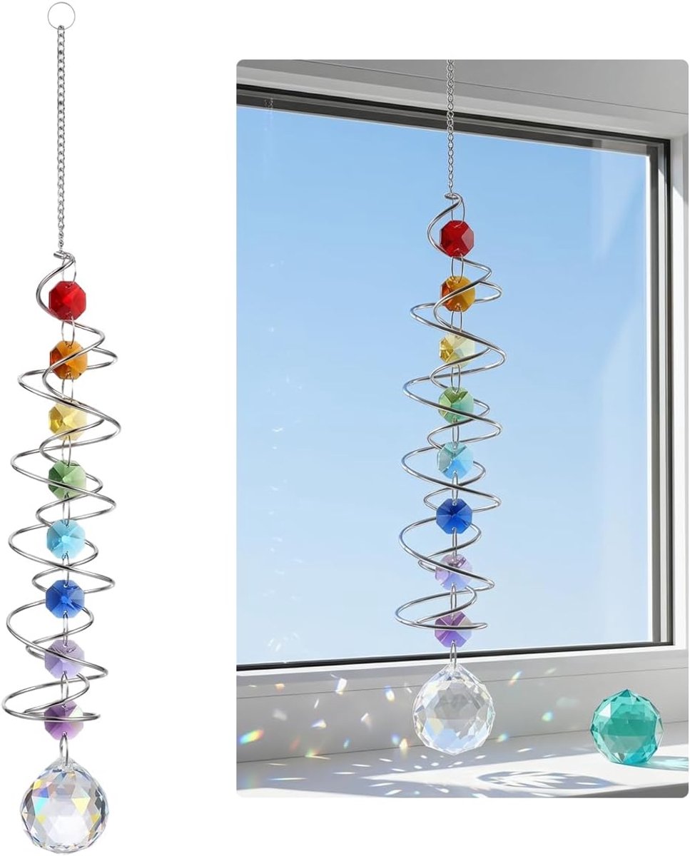 Hangende Zonnevanger, 41cm Windgong Zon Maan Zonnevanger | Hangkristallen, Zonnevangers, Crystal Suncatcher Windgong,Kristallen Windgongs Raamhanger voor Vensterbanken,Balkons
