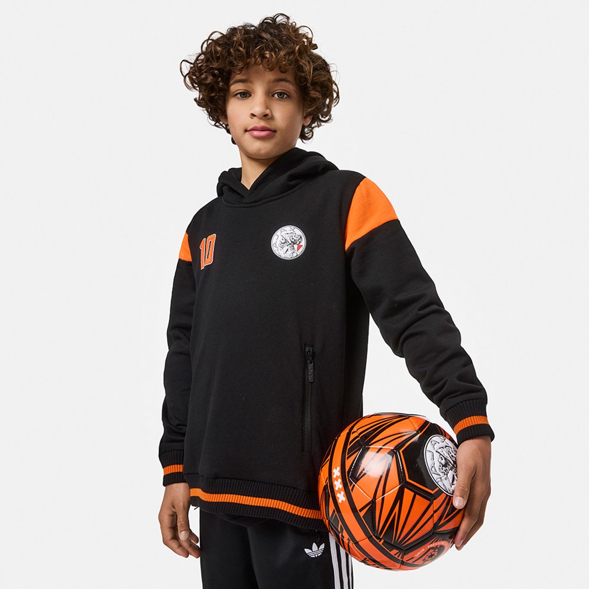 Ajax-hooded sweater zwart oranje junior
