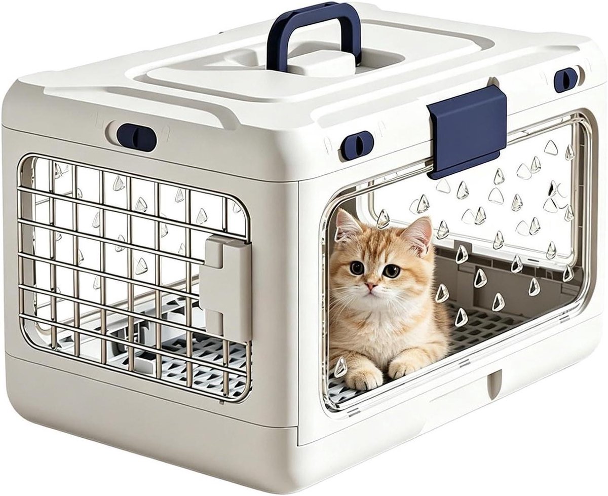 Honden Transportbox - Reisbench Huisdieren - Veilig Vervoeren - Vlekvrij Ontwerp - 50x32x31cm - Wit