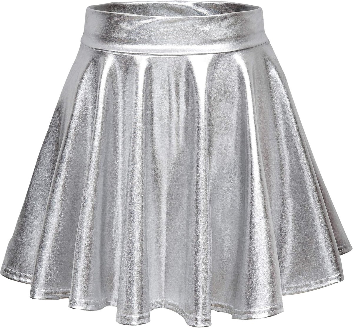 Glanzende Metallisch Vloeibare Mini Rok Cosplay Elastisch Uitlopende