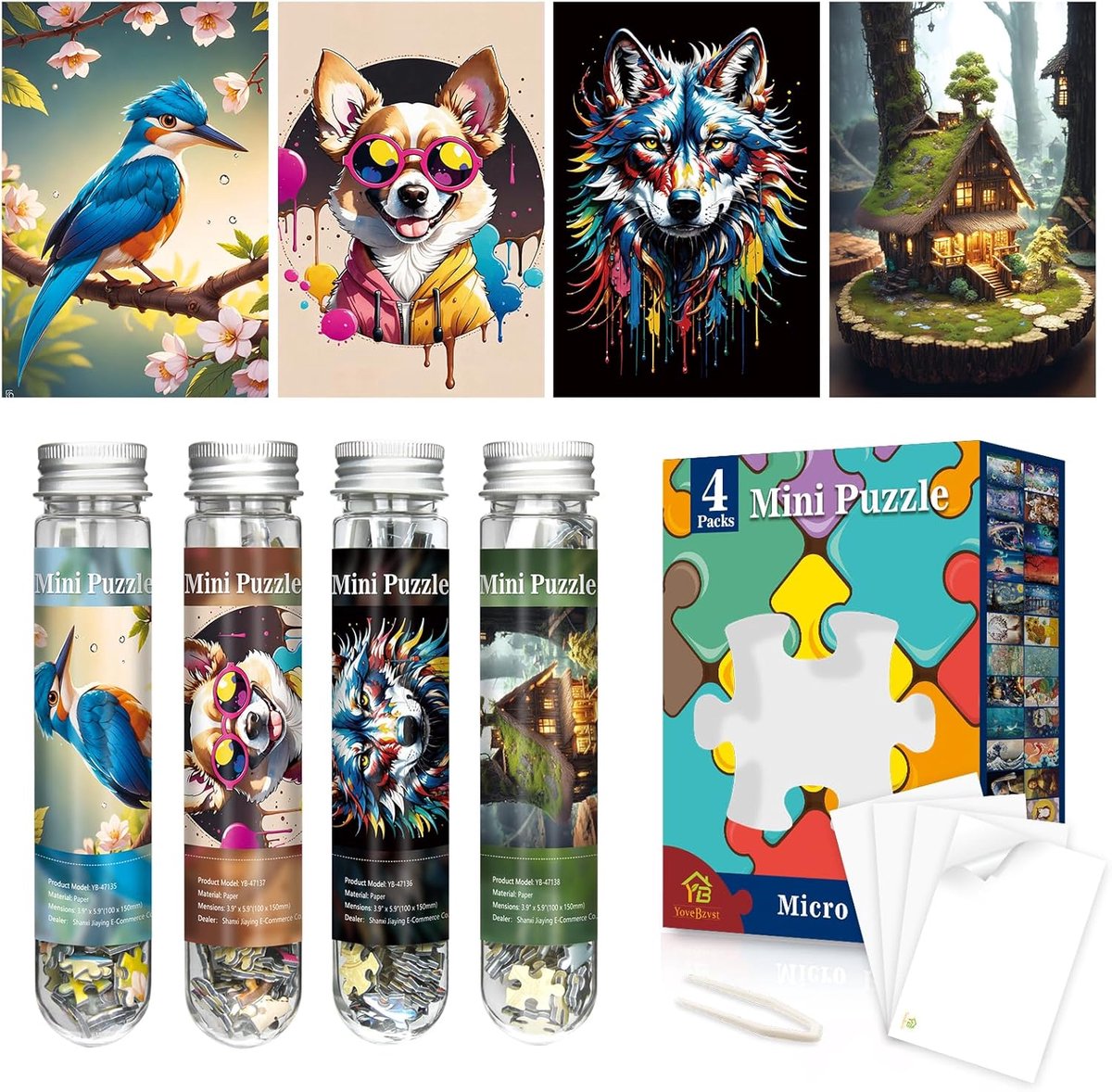 Mini Puzzel voor Volwassenen - Uitdagende Micro Set van 4 Pakketten - 150 Stukken - Perfect voor Thuisvermaak - ShopVlot
