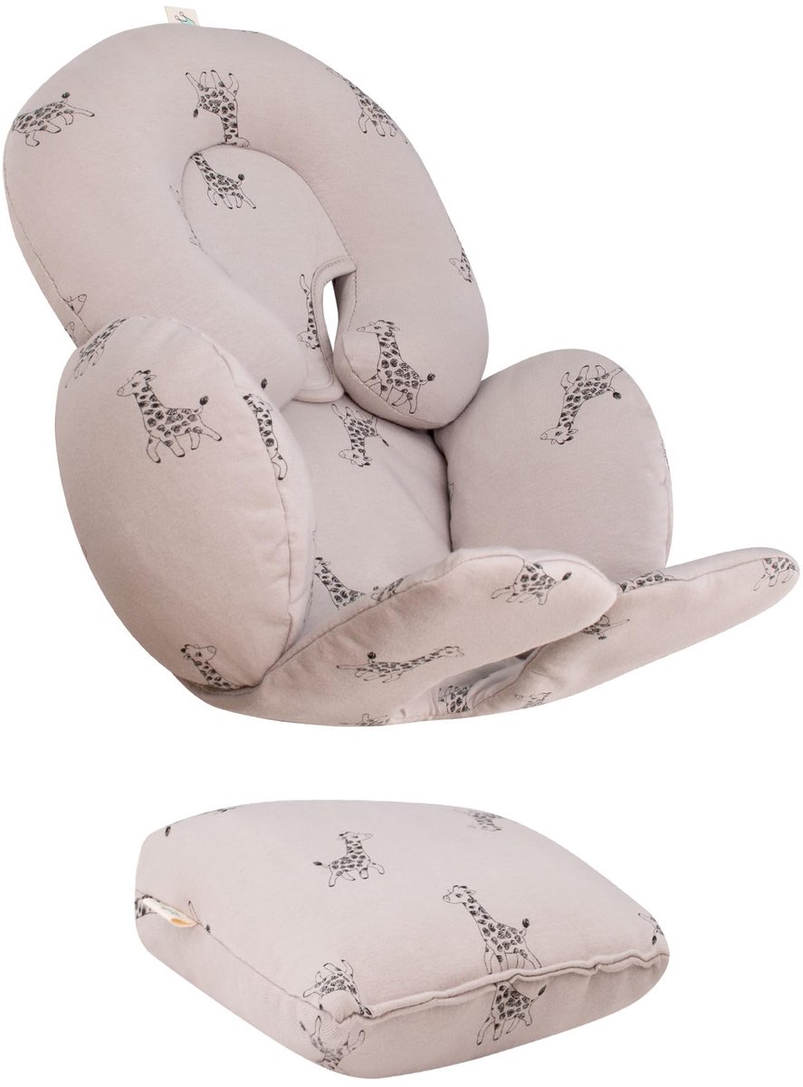 SnelShoppen - Universeel Verkleinkussens Autostoel en Kinderwagen voor Kinderen - Giraffe Hoofd-, Lichaams- en Rugsteun 3 Stuks - Comfortabel en Onder