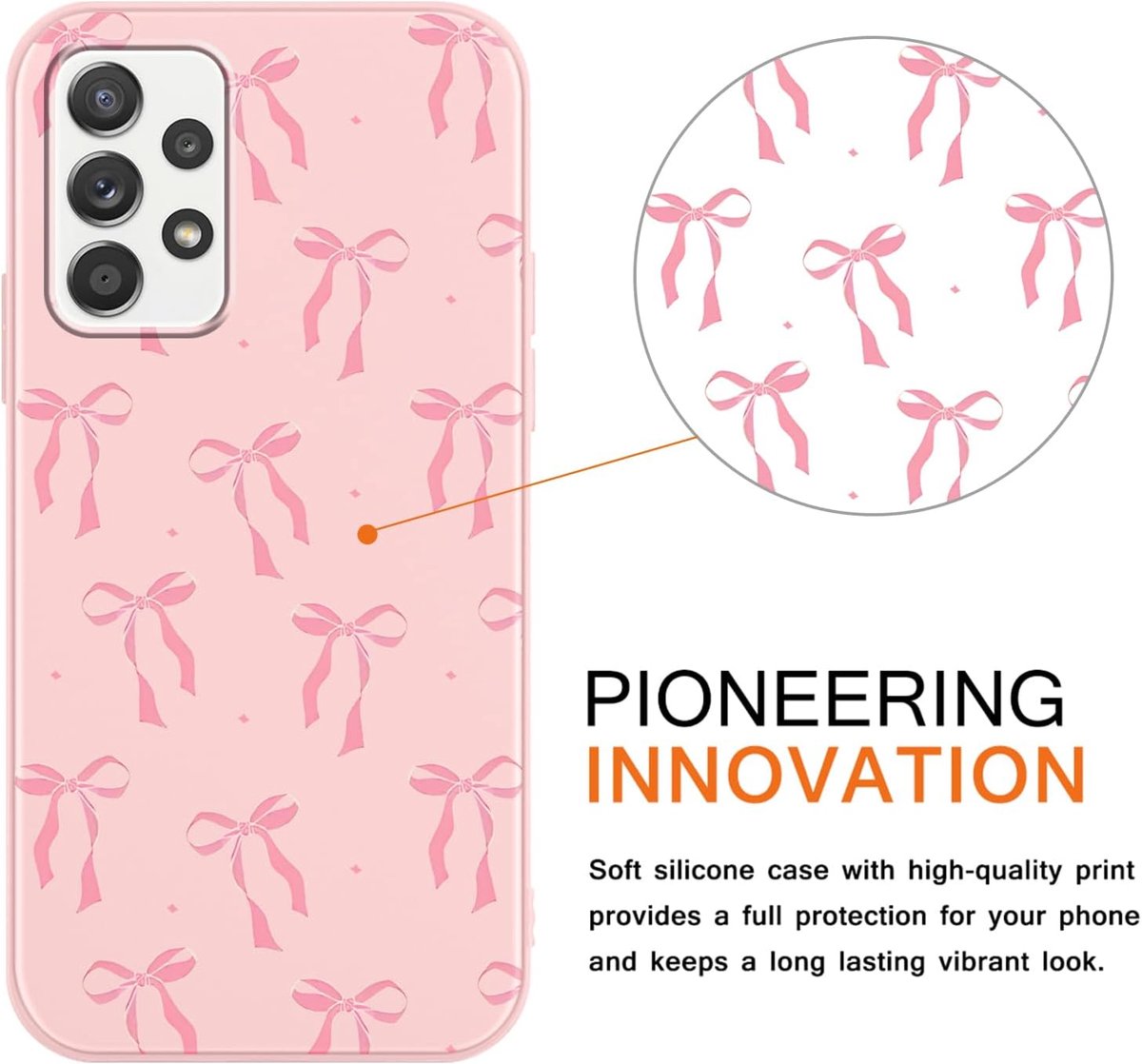 Set van 2 hoesjes voor Samsung Galaxy A52 5G 6,5 inch, zachte siliconen, esthetisch, vlok, kersenpatroon, schokbestendig, dun, voor meisjes, roze