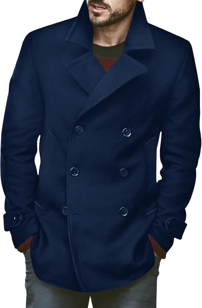 Klassieke mantel met dubbele rij knopen, slimfit, trenchcoat, casual