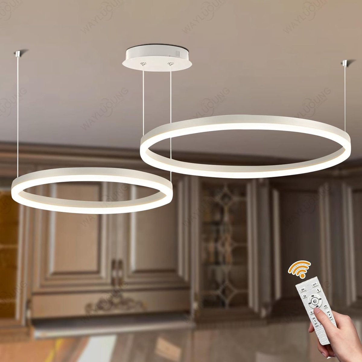 LED Hanglamp 2 Ringen 40+60cm - Dimbaar - 3000-6000K - Unieke vormgeving voor woonkamer - ShopVlot