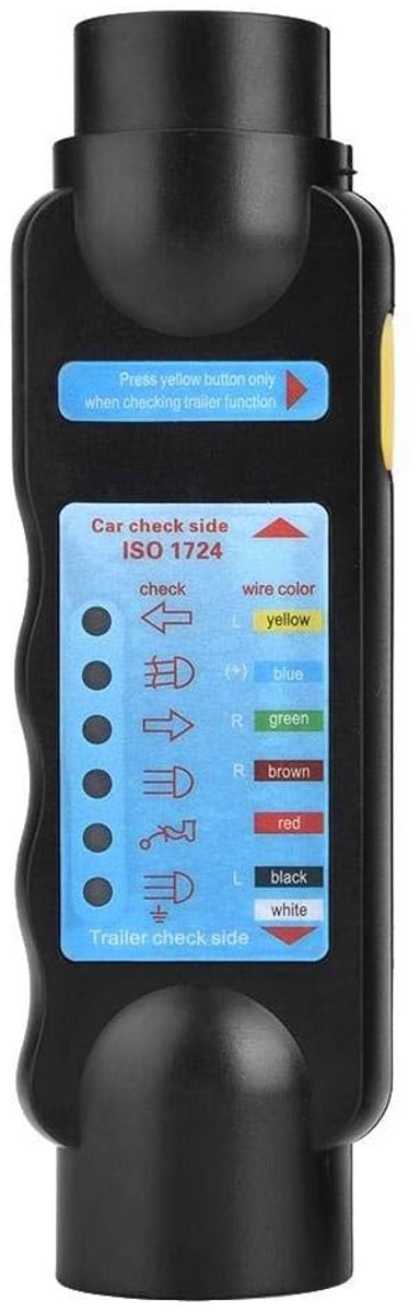 7-pins aanhangwagentester, 7-pins aanhangwagenverlichtingstester, 12V-tester voor trekhaakbedrading, elektrische tester voor trekhaak, auto-aanhanger, aanhangwagenconnector diagnosetool