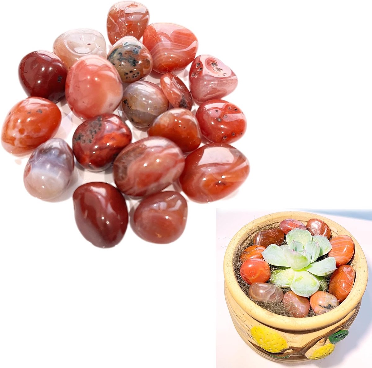 trommelstenen, kiezelstenen, edelstenen, decoratieve stenen, rood, 100 g, siergrind, agaat, kristal, halfedelstenen, voor aquarium, plantenbak, schatzoeken, sieraden maken, decoratief
