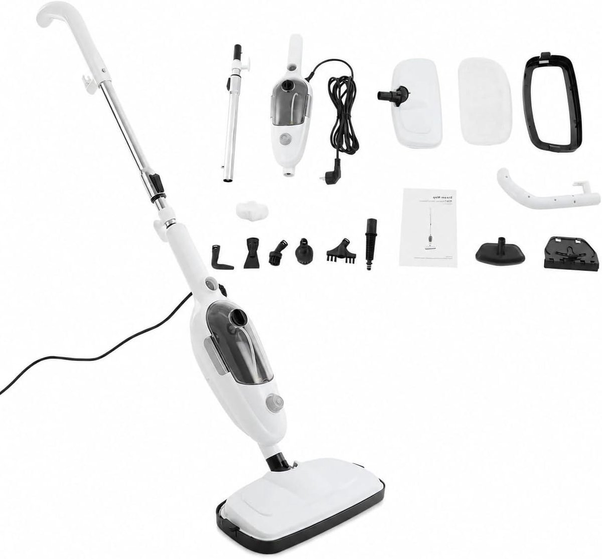Stoomreiniger - Stoomdweil Mop - Huishoudelijk Reinigen - Snelle Opwarming - 120 cm - Wit