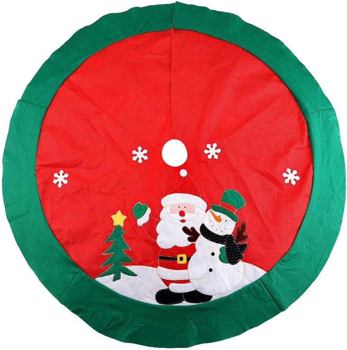 Kerstboomrok, rond, boomdeken, kerstboomdeken, kerstboomrok, groot, kerstboomstandaard, tapijt, 100 cm, rood, kerstdecoratie