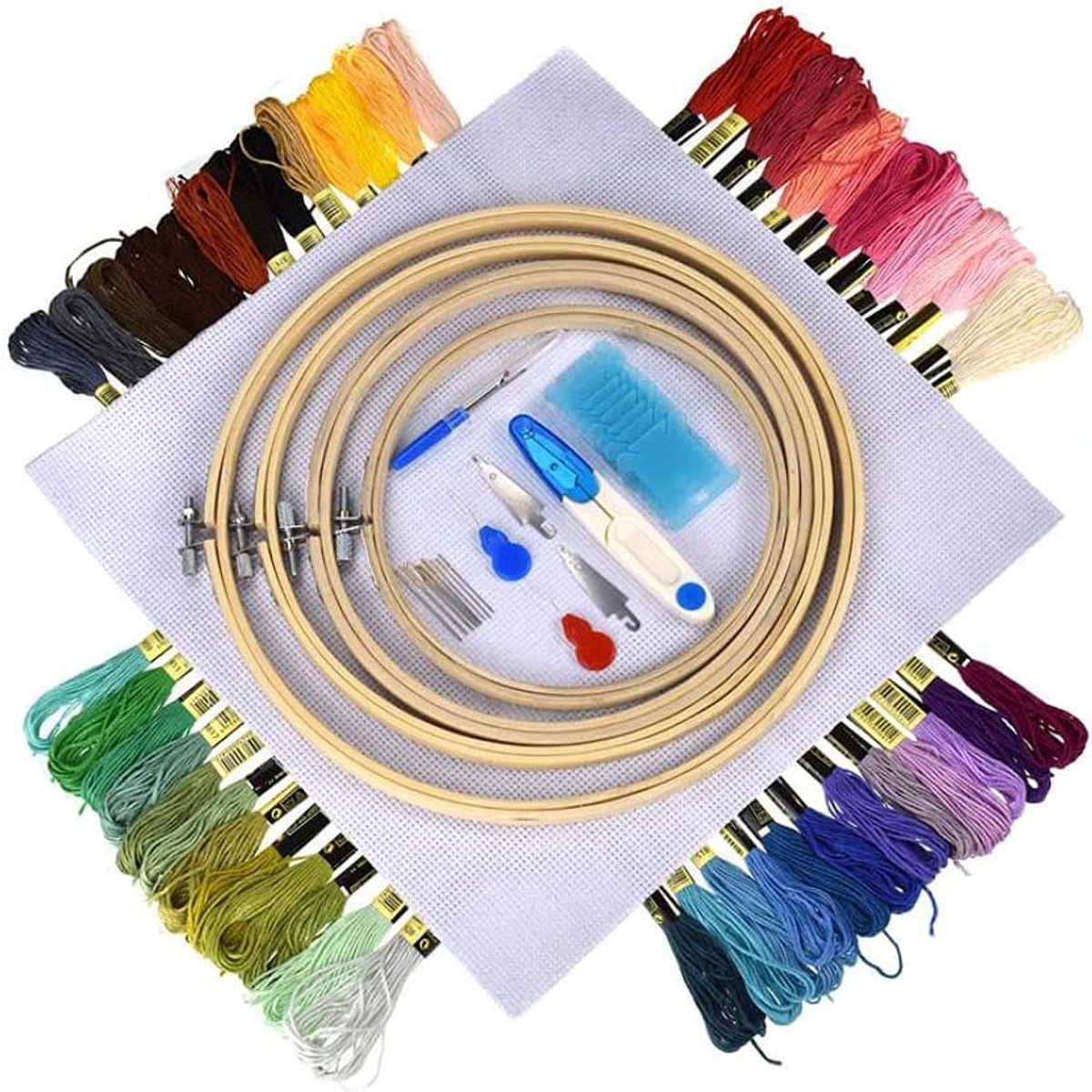 Stitch Kits, borduurset met 5 stuks borduurbamboebanden, 50