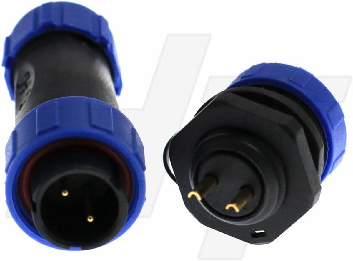 HE17 2-pins connector outdoor waterdicht IP68 circulaire voeding vrouwelijk paneel socket mannelijke soldeerplug 12 amp snelkoppeling (1 set)