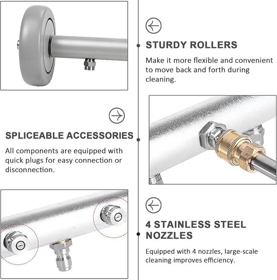 Hogedrukreiniger, autovloerreiniger met 3 verlengbuizen en 1/4 inch snelaansluiting, autowasopzetstuk aluminiumlegering voor tuin, camper, trottoir, SUV (stijl A) — afbeelding 3